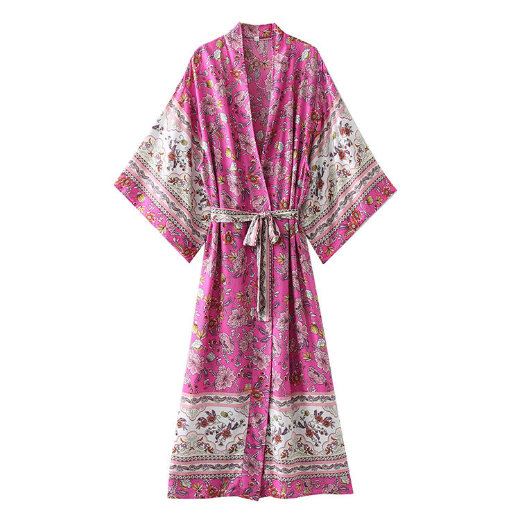 Boho Robe, Kimono Robe, Irma in Pink Berry - Wild Rose Boho