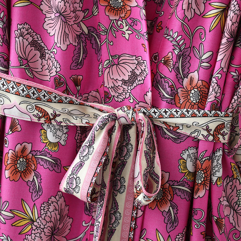 Boho Robe, Kimono Robe, Irma in Pink Berry - Wild Rose Boho
