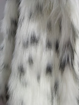 Boho Winter Coat, Fur Coat, Faux Fox Fur, Short White Leopard