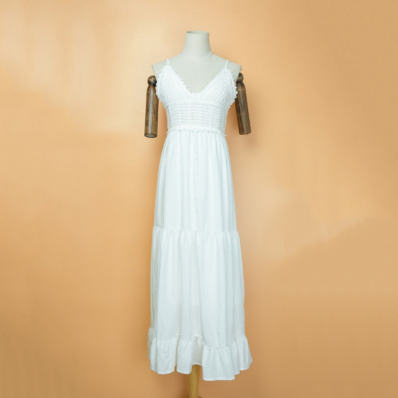 Maxi Dress, Beach Dress, White Triana - Wild Rose Boho