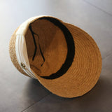 Boho Hat, Sun Hat, Beach Hat, Straw Hat, Baseball Cap, Black and White Ribbon - Wild Rose Boho