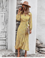 Midi Dress, Boho Dress, Autumn Dress, Claire in Yellow - Wild Rose Boho