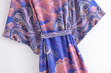 Boho Robe, Kimono Robe,  Beach Cover up, Mariana Blue Eclipse