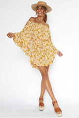 Mini Dress, Boho Dress, Sundress, Oroslavje in Yellow Mustard - Wild Rose Boho