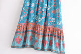 Boho Skirt, Maxi Skirt, Verbena Flower in Blue - Wild Rose Boho