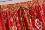 Boho Skirt, Maxi Skirt, Verbena Flower in Red - Wild Rose Boho