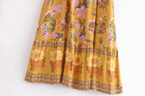 Boho Skirt, Maxi Skirt, Adrienne Flower in Yellow and Pink - Wild Rose Boho