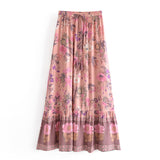 Boho Skirt, Maxi Skirt, Adrienne Flower in Yellow and Pink - Wild Rose Boho