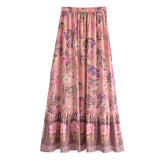 Boho Skirt, Maxi Skirt, Adrienne Flower in Yellow and Pink - Wild Rose Boho