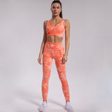 Yoga Set, Yoga Legging, Printed Workout Set Top and Legging,Naomi Tie Dye in Orange