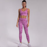 Yoga Set, Yoga Legging, Printed Workout Set Top and Legging,Naomi Tie Dye in Purple