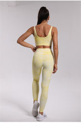 Yoga Set, Yoga Legging, Printed Workout Set Top and Legging,Naomi Tie Dye in Yellow