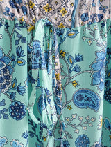 Boho Mini Dress Sundress, Blue Bell Flower