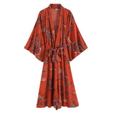 Boho Robe, Kimono Robe,  Beach Cover up, Bleeding Red Heart