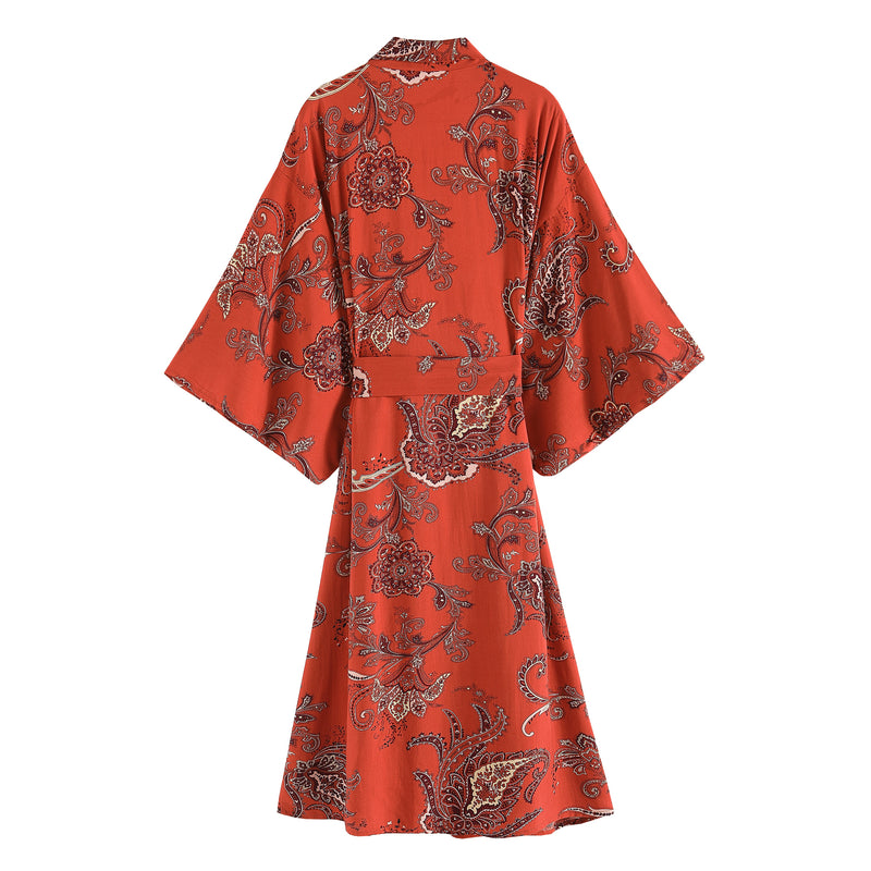 Boho Robe, Kimono Robe,  Beach Cover up, Bleeding Red Heart