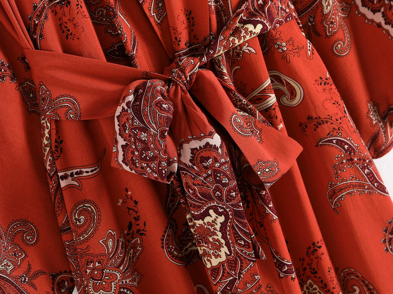 Boho Robe, Kimono Robe,  Beach Cover up, Bleeding Red Heart