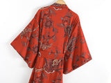 Boho Robe, Kimono Robe,  Beach Cover up, Bleeding Red Heart