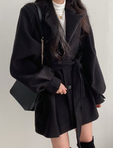 Winter Coat, Wool Coat, Wool Coat Women, Robe Coat Mariam in Beige and Black