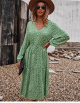 Boho Midi Dress, Claire in Green