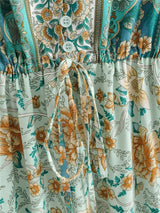 Boho Mini Dress Sundress, Natalia Bright Blue Sea