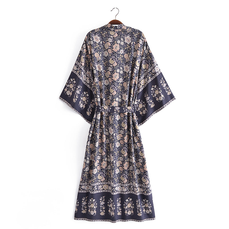Boho Robe, Kimono Robe,  Beach Cover up, Flower Whisper