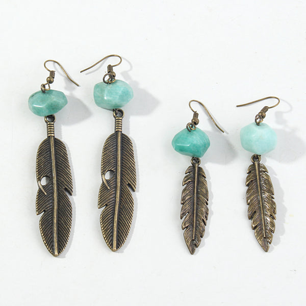 Boho Earrings, RH Dangle Earrings, Feather Jade
