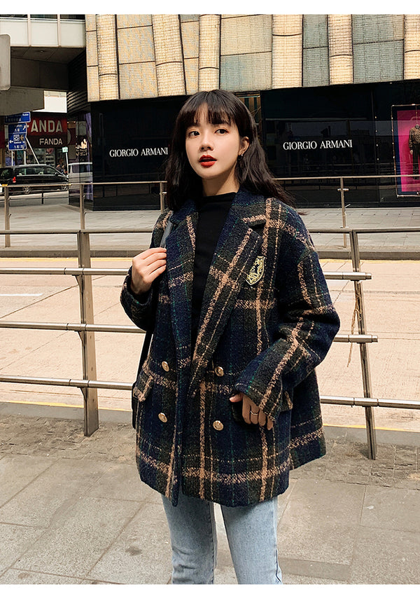 Boho Coat, Vintage Plaid Wool Coat Nellie