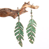 Boho Earrings, RH Dangle Earrings, Feather & Leaf