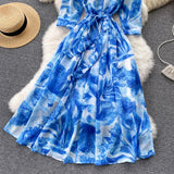 Midii Dress, Boho Vintage Dress, Blueleaf