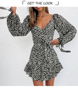 Boho Mini Dress Vintage Dress, Leandra Leopard