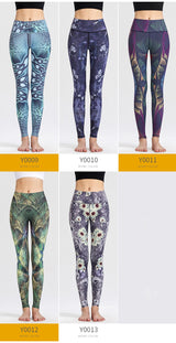 Yoga Legging, Yoga Pants, Boho Legging, Tight with Pocket in Blue Coral