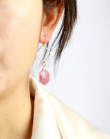 Boho Earrings, Dangle Earrings, Rhodonite Hexagon