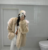 Boho Winter Coat, Fur Coat, Faux Fox Fur, Jolie in Brown