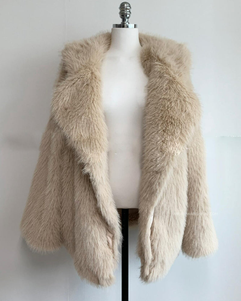 Boho Winter Coat, Fur Coat, Faux Fox Fur, Jolie in Brown