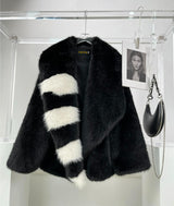 Winter Coat, Fur Coat, Faux Fur Coat, Fur Jacket, Mink Striped Black