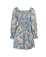 Boho Mini Dress Smock Dress,Stella Rose in Blue