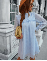 Boho Mini Dress Tunic Dress, Willow in Blue