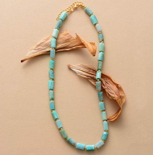 Boho Necklace, Apatite Lariat Chokers Necklace