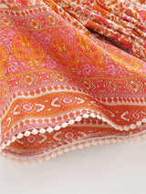 Boho Midi Dress, Sundress, Kaftan Dress, Indian Flower in Pink