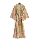 Boho Robe, Kimono Robe,  Beach Cover up, Green Sierra Lace