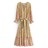Boho Maxi Dress - Gown - Green Scilla - Bohemian Style - Flowy Summer Dress