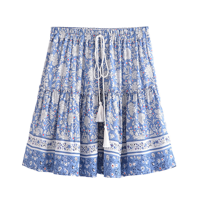 Boho Skirt, Hippie Skirts, Mini Skirt, Blue Sky and Daisy