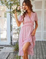 Boho Midi Dress, Sundress Romy in Pink