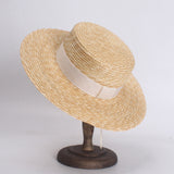 Boho Hat, Sun Hat, Beach Hat, Straw Hat, Gianna White and Black Ribbon
