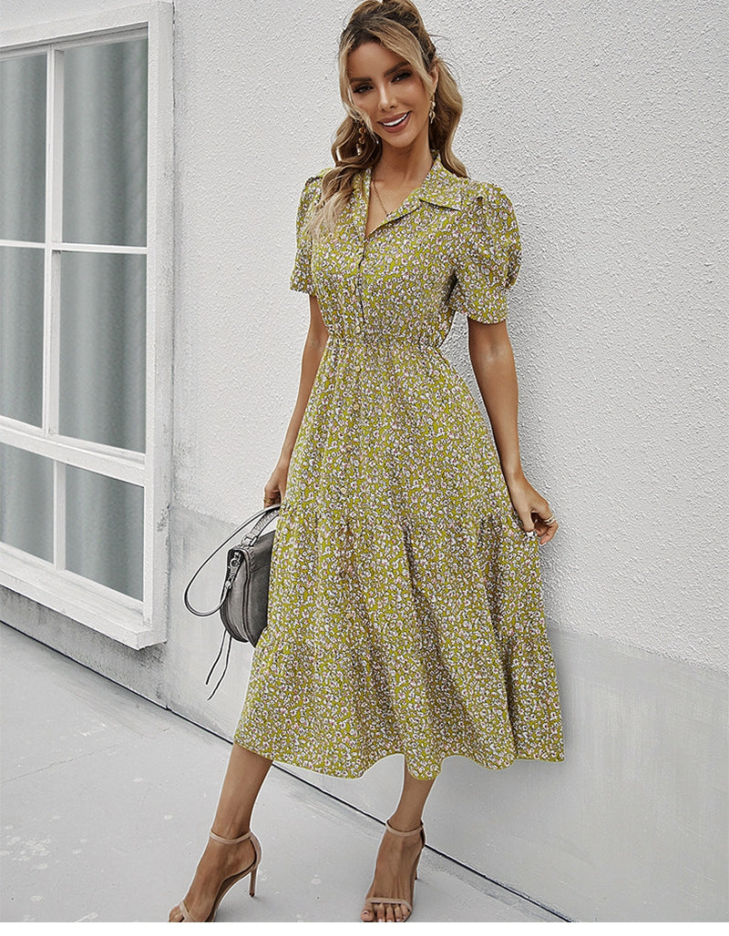 Boho Midi Dress, Sundress Romy in Yellow