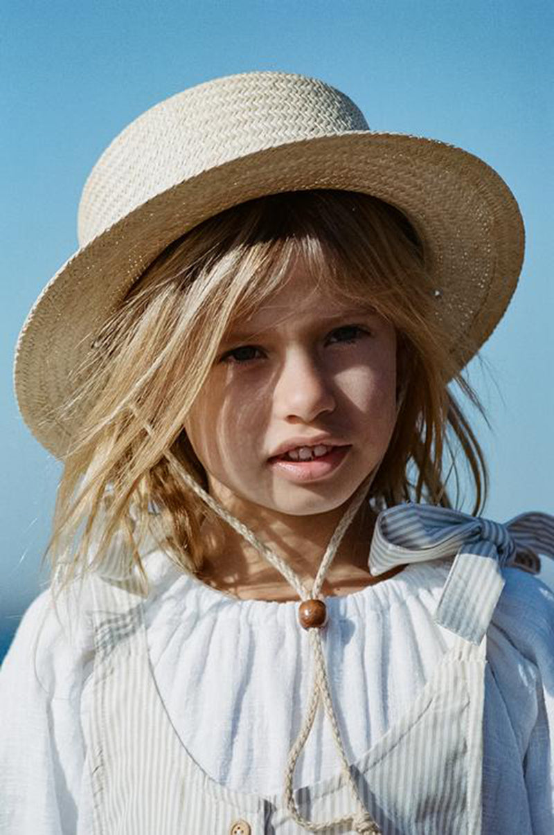 Boho Hat, Kid Hat, Sun Hat, Little Girl Straw Hat, Emma White Rope
