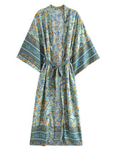Boho Robe, Kimono Robe,  Beach Cover up, Short Robe, Oceane Blue Matilda