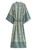 Boho Robe, Kimono Robe,  Beach Cover up, Short Robe, Oceane Blue Matilda