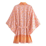 Boho Robe, Kimono Robe,  Beach Cover up, Short Robe, Kamala in Yellow and Purple