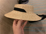 Boho Hat, Sun Hat, Beach Hat, Wide Brim Straw, Leah Black Ribbon